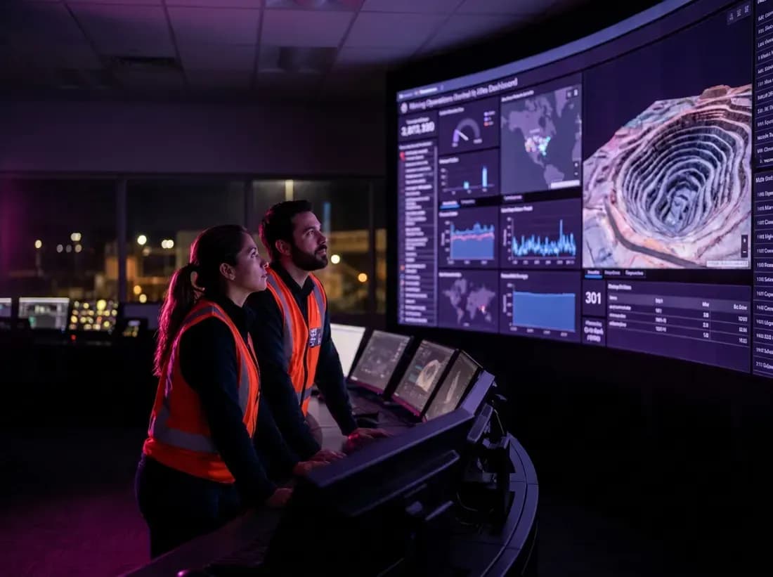 Sala de control con tableros de datos